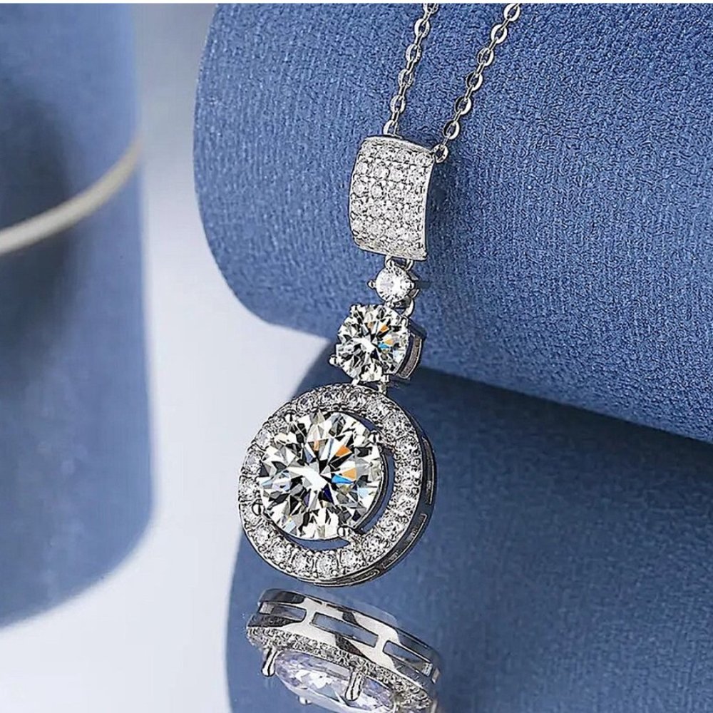 5 CARAT PLATINUM S925 MOISSANITE NECKLACE WEDDING ANNIVERSARY